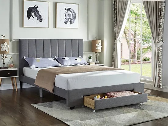 Cambridge White Platform Bed with Storage