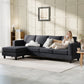 L-Shaped Sofa with Chaise - Charcoal Grey