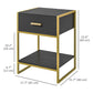 Nightstand Set of 2 with Drawer and Shelf - Black