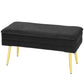 31" Storage Ottoman, Velvet End of Bed Bench with Steel Legs, Foot Stool with Storage for Bedroom, Living Room, Black