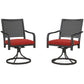 Patio Swivel Chairs with Cushion, Outdoor Swivel Rocker with Curved Armrests, Red