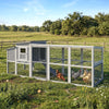Large Chicken Coop, Wooden Hen House with Covered Run, Nesting Box, Pull-Out Tray, Opening Asphalt Roof