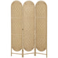 Bohemian Privacy Screen, Folding Room Divider with 3 Panels and Arched Top for Bedroom Living Room Office, Natural Wood