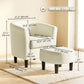 Upholstered Accent Chair with Ottoman - Cream White