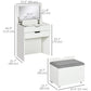 Makeup Vanity Set with Flip-Top Mirror and Stool - White