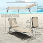 Outdoor Lounge Chair, Garden Folding Chaise Lounge w/ Adjustable Backrest, Face Hole and Support Pillow, Beige
