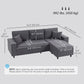L-Shaped Corduroy Sectional Sofa with Reversible Chaise - Charcoal Grey