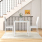 3-Piece Rectangular Glass Kitchen Table and Chairs with Metal Frame and Faux Leather Upholstery for Dining Room, White