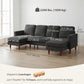 Corduroy U-Shaped Sectional with Double Chaise - Dark Grey