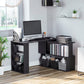 L-Shaped Rotating Corner Desk with Storage Shelf - Black