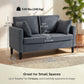 55" Loveseat Sofa, Modern Linen Upholstered Couch with Spring Cushion, 2 Pillows, Dark Grey