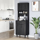 Kitchen Buffet with Hutch and Microwave Counter - Black