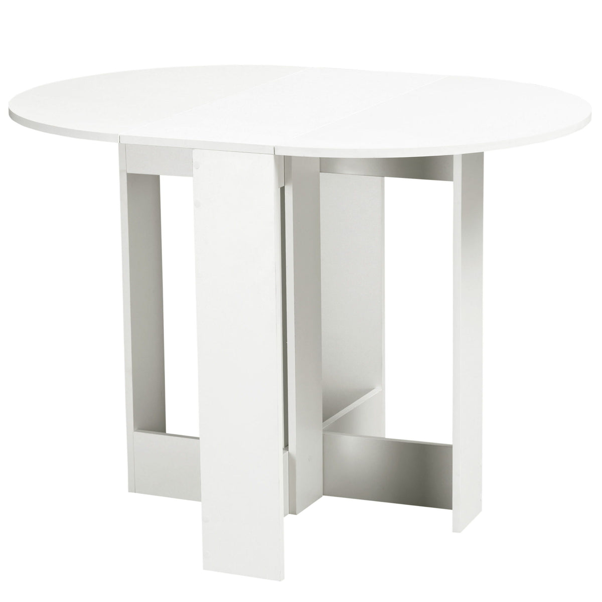 Folding Dining Table, 41" Drop Leaf Table for Small Spaces, Oval Foldable Table for Kitchen, Dining Room, White