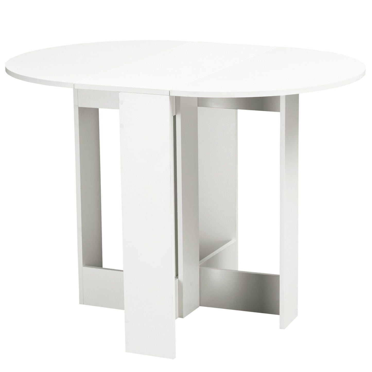 Folding Dining Table, 41" Drop Leaf Table for Small Spaces, Oval Foldable Table for Kitchen, Dining Room, White