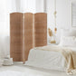 6ft Folding Room Divider, 3 Panel Wall Partition with Wooden Frame for Bedroom, Home Office, Natural