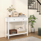 Console Table with 2 Drawers and Storage Shelf - White
