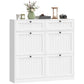 Shoe Cabinet with 2 Large Flip Drawers, Farmhouse Narrow Shoe Storage Cabinet with 2 Top Compartments, White