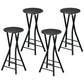 Foldable Bar Stools Set of 4 with Footrest - Black