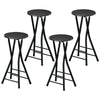 Foldable Bar Stools Set of 4 with Footrest - Black