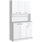71" Buffet with Hutch and Microwave Stand - White