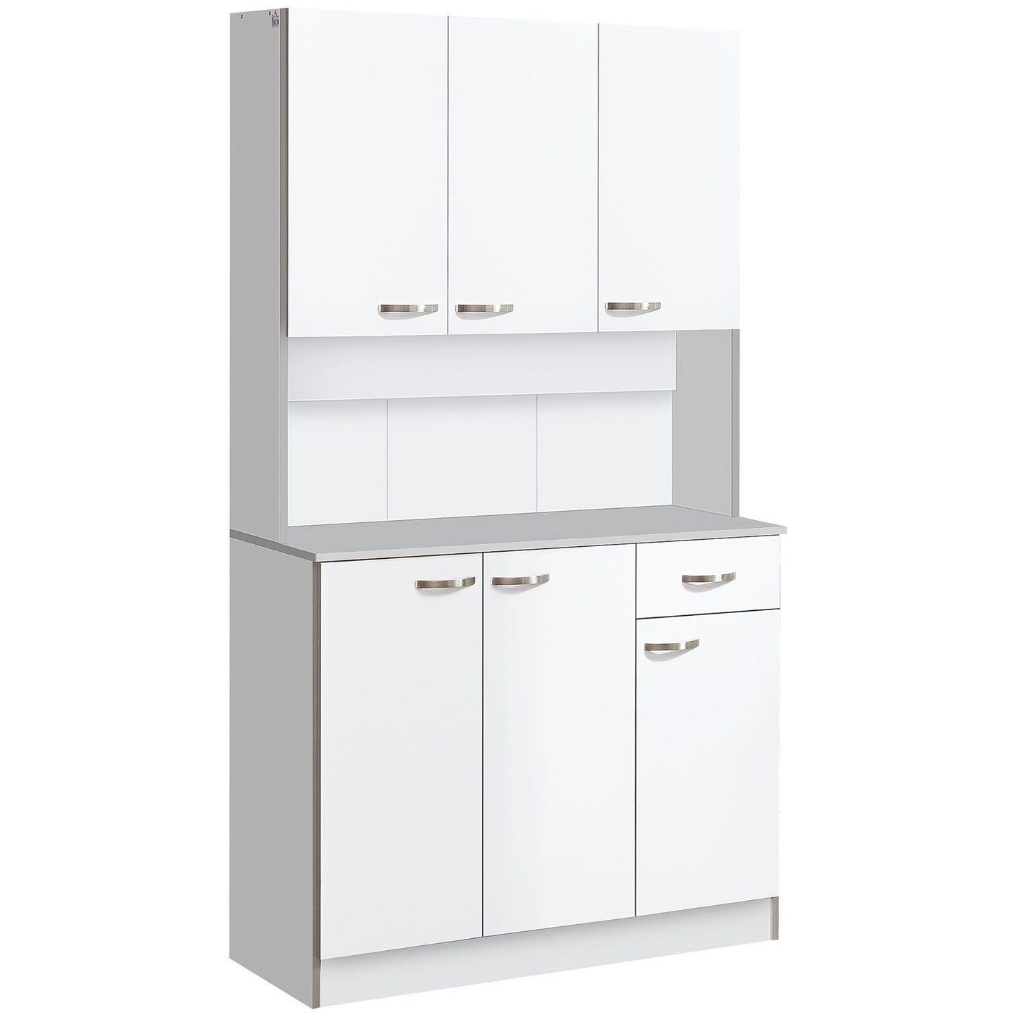 71" Buffet with Hutch and Microwave Stand - White