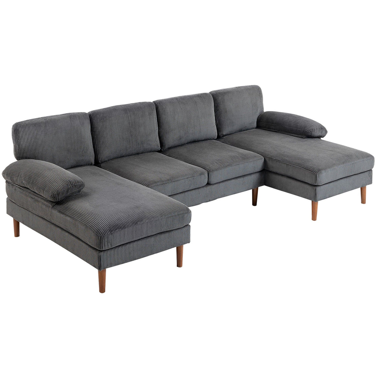 U-Shaped Sectional Sofa with Double Chaise - Dark Grey