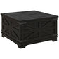 Farmhouse Coffee Table, Square Center Table with Flip-top Lids, Hidden Storage Compartment, Black