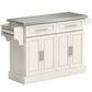 Rolling Kitchen Island with Storage and Stainless Steel Top, Kitchen Trolley with Drawers, Cabinets, Towel Rack, Cream