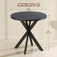 29" Dining Table, Contemporary Round Kitchen Table with Steel Legs, Black