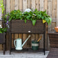 Rattan Raised Garden Boxes, Elevated Flower Beds with Storage Shelf for Herbs, Flowers, Vegetables, Brown