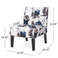 Contemporary Accent Chair with Rubberwood Tapered Legs, Upholstered Seating for Dining Room, 22.5'' L x 29.5'' W x 32'' H, Blue+Multi