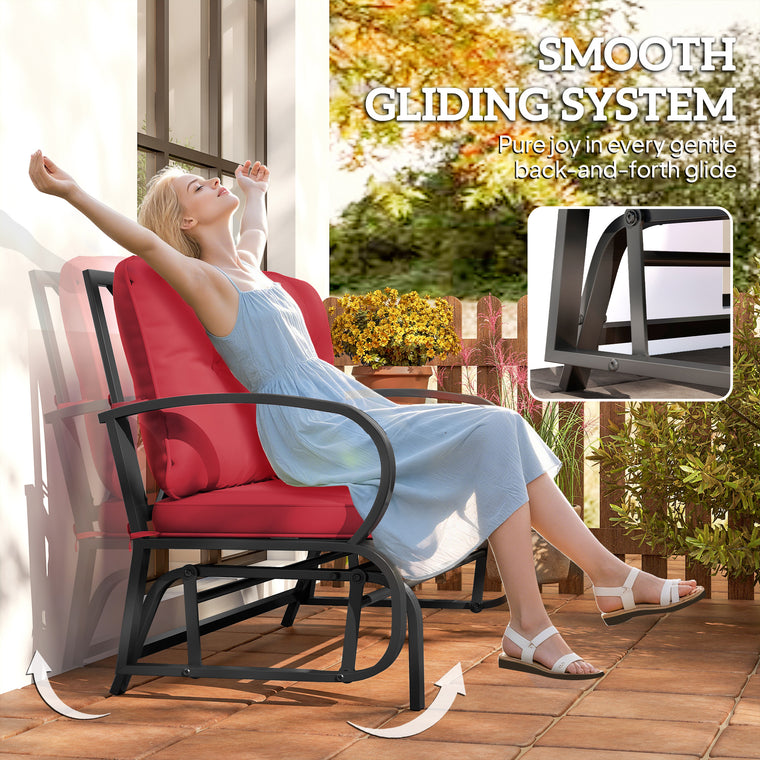 Red 2-Person Glider Loveseat with Steel Frame