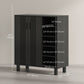 Shoe Storage with Double Doors and Open Shelves 17 Pair Shoe Storage Organizer for Entryway Hallway Black