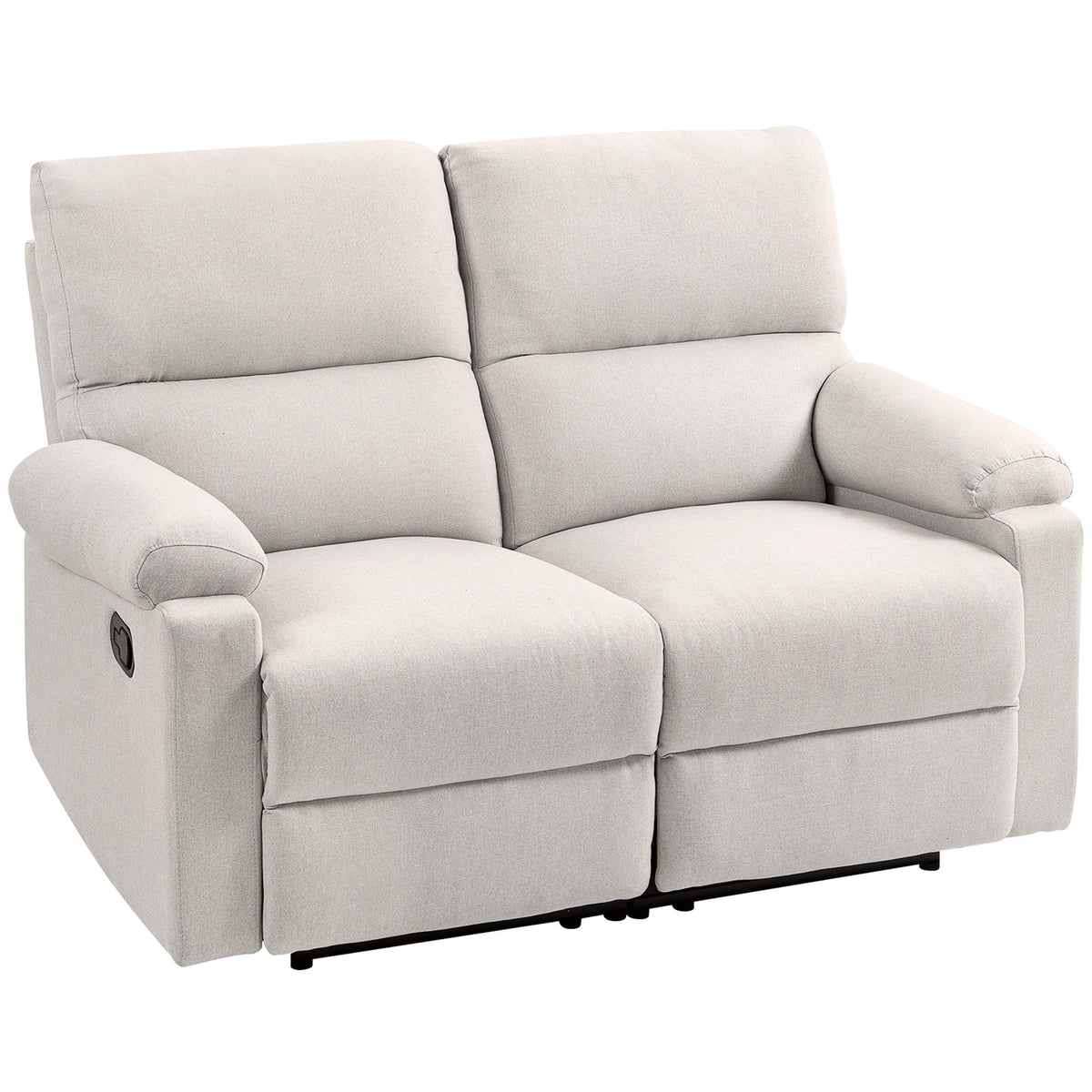 2 Seater Reclining Sofa, Loveseat Recliner Sofa with Footrest and Split Backrest, for Home Theater, Living Room, Cream White