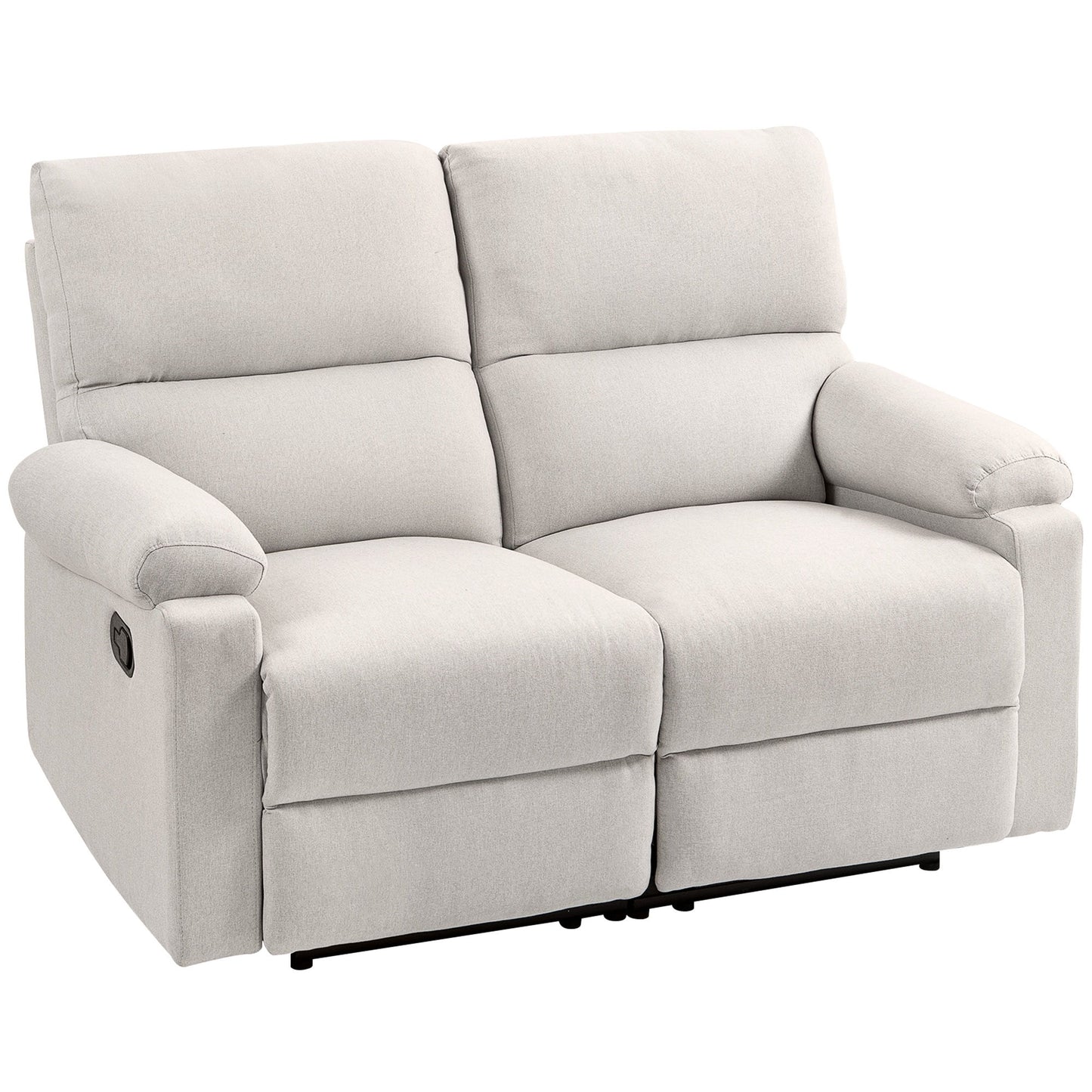 2 Seater Reclining Sofa, Loveseat Recliner Sofa with Footrest and Split Backrest, for Home Theater, Living Room, Cream White