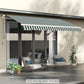 11' x 10' Retractable Awning Fabric Replacement Outdoor Sunshade Canopy Awning Cover, UV Protection, Green and White