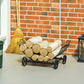 23" Firewood Log Rack Curved Fireplace Log Holder Stylish Wood Storage Carrier with Scrolls, for Outdoor and Indoor Use, Black