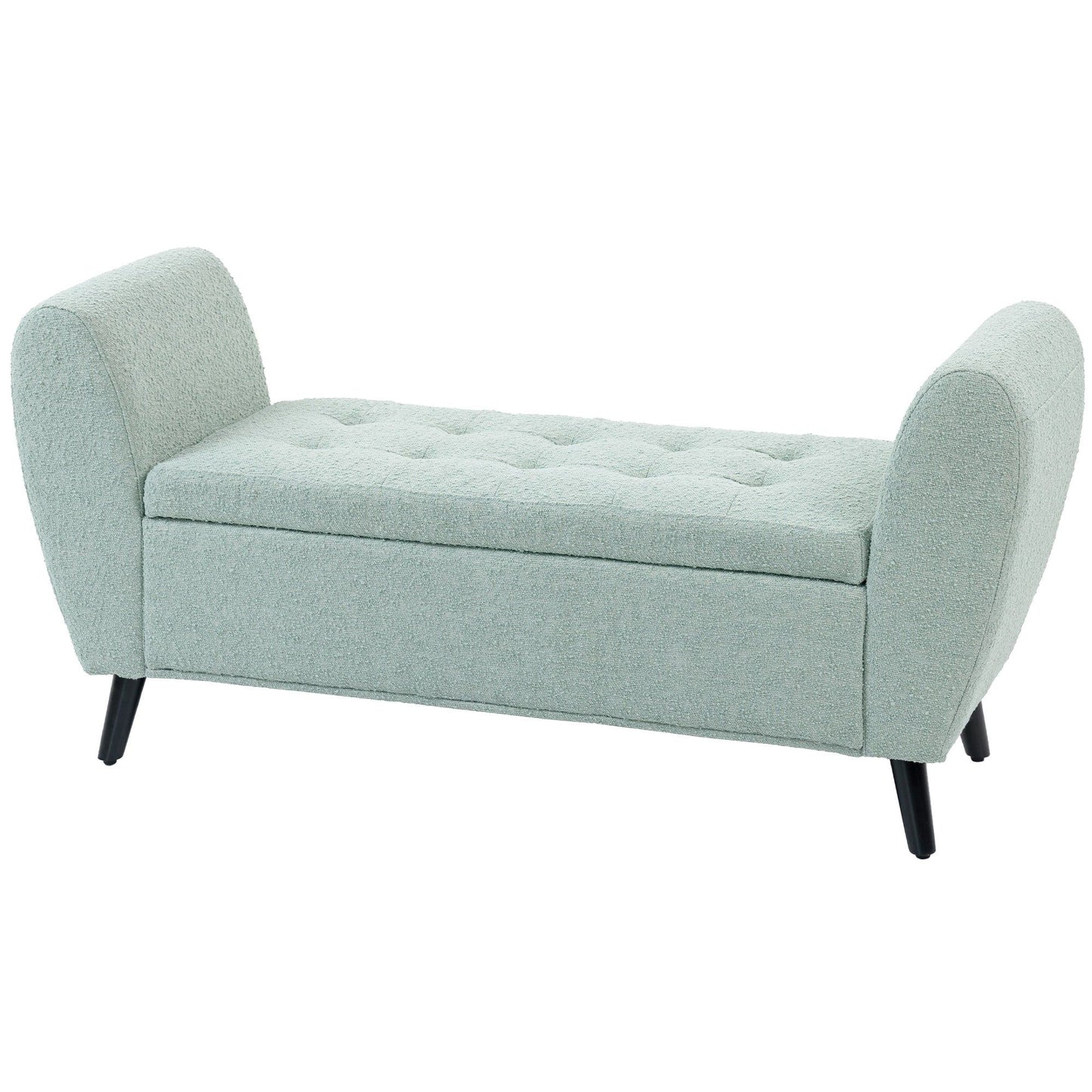 Upholstered Storage Bench with Arms - Green