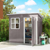 7' x 4' Galvanised Steel Outdoor Storage Shed, Garden Shed with Window, Lockable Wide Door and Air Vents, Warm Grey