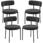 4 Pieces Kitchen Chairs, Modern Dining Chairs w/ Corduroy Upholstery and Steel Legs for Living Room, Black
