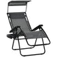 Outdoor Zero Gravity Reclining Lounger Chair with Canopy Shade, Side Tray, Cupholder, Light Grey