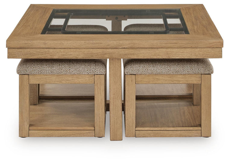 Wittenmyer - Cocktail Table With 4 Stools (Set of 5) - Natural / Black