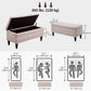 Storage Ottoman, Linen Fabric End of Bed Bench with Soft Close Lid, Button Tufted Storage Bench for Living Room, Entryway or Bedroom, 42" x 17" x 19", Beige