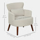 Modern Accent Chair, Upholstered Armchair with Solid Wood Legs and Lumbar Pillow for Living Room, Cream White