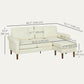 L Shape Sofa, Modern Sectional Couch with Changeable Chaise Lounge, Wooden Legs, Corner Sofa for Living Room, Cream