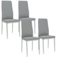 Kitchen Chairs Set of 4, Dining Chairs w/ Faux Leather Upholstery and Steel Legs for Living Room, Dining Room, Grey