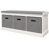 Shoe Storage Bench with 3 Drawers - White