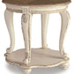 Realyn - Round End Table - White / Brown