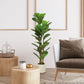 4FT Artificial Fiddle Leaf Fig Tree, Fake Potted Tree with Solid Wood Trunks and Lifelike Leaves for Indoor Decor, Green