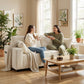 86" 3 Seater Sofa, Modern Corduroy Upholstered Couch, Beige